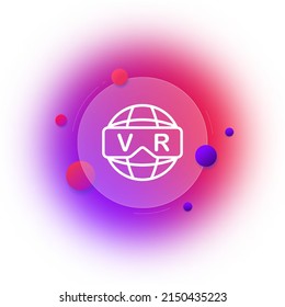 Icon vr. 3D objects. orientation in space. Gradient blur button with glassmorphism. clear glass design
