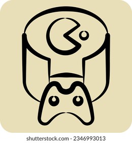 Icon VR Game. related to 3D Visualization symbol. hand drawn style. simple design editable. simple illustration