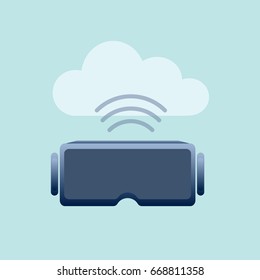 Icon for VR headset conneted to internet could.
