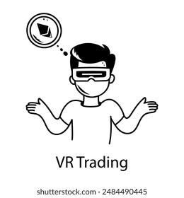 An icon of vr trading in doodle style 