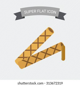 Icon of waffle tubes with flowing out chocolate filling