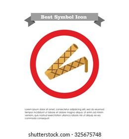 Icon of waffle tubes with flowing out chocolate filling