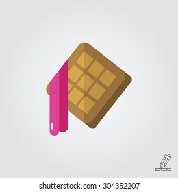Icon of waffles with flowing out jam filling