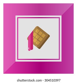 Icon of waffles with flowing out jam filling
