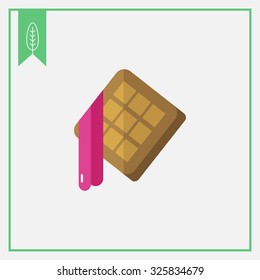 Icon of waffles with flowing out jam filling