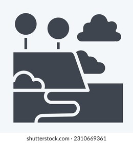Icon Waipio Valley. related to Hawaii symbol. glyph style. simple design editable. vector