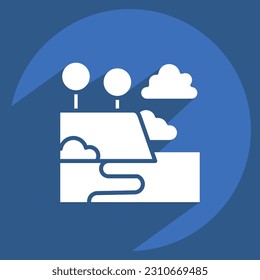 Icon Waipio Valley. related to Hawaii symbol. long shadow style. simple design editable. vector