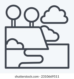 Icon Waipio Valley. related to Hawaii symbol. line style. simple design editable. vector