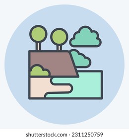 Icon Waipio Valley. related to Hawaii symbol. color mate style. simple design editable. vector