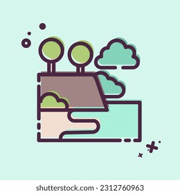 Icon Waipio Valley. related to Hawaii symbol. MBE style. simple design editable. vector