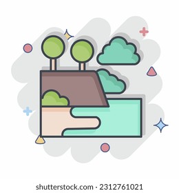 Icon Waipio Valley. related to Hawaii symbol. comic style. simple design editable. vector