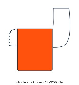 Icon Of Waiter Hand With Towel. Thin Line With Red Fill Design. Vector Illustration.
