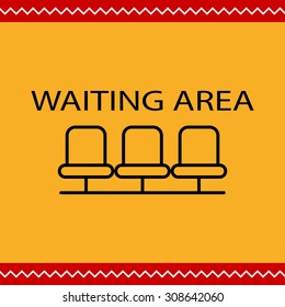 Icon Of Waiting Area Sign With Row Of Empty Chairs