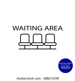 Icon Of Waiting Area Sign With Row Of Empty Chairs