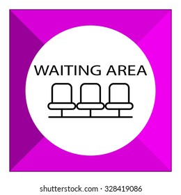 Icon Of Waiting Area Sign With Row Of Empty Chairs