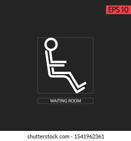 Icon waiting room template design vector. Outline vector sign, linear style pictogram isolated on black. Symbol, icon illustration. Pixel perfect vector graphics.
