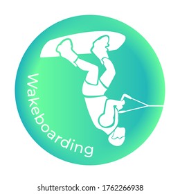Icon Wakeboarding from the Sea set. Vector illustration
