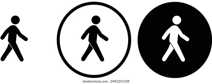 icon walk black outline for web site design 
and mobile dark mode apps 
Vector illustration on a white background