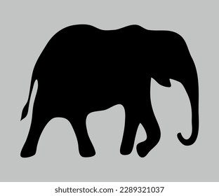 Icono de un elefante caminando sobre un fondo gris. Vector
