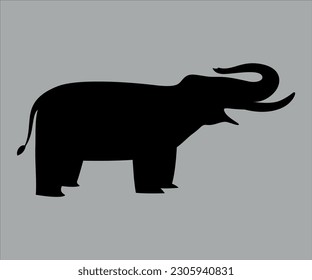 Icono de un elefante caminando sobre un fondo gris. Vector