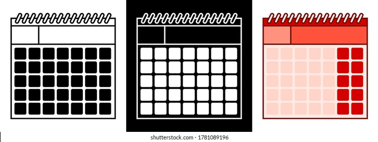 icon, wall calendar. Business planning and time tracking. Stationery. Changing seasons. Vector