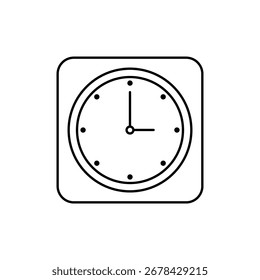 Icono de un reloj de pared, aislado contra un fondo limpio.