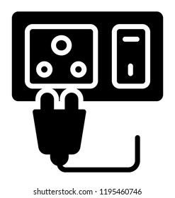 Icon of a wall switch having two pin socket depicting electric switch 