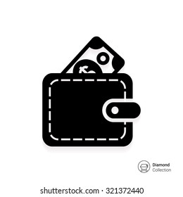 Icon of wallet with dollar banknote