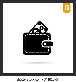 Icon of wallet with dollar banknote