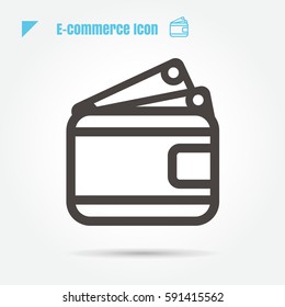 icon wallet e-commerce vector illustration isolated sign symbol logo objects thin line for web, modern minimalistic flat design vector on white background