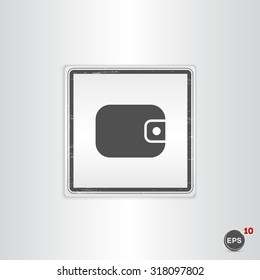 Icon Wallet. Flat design style. Made vector illustration.Emblem or label with shadow.