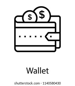 An icon of wallet with the purse  full of dollar cash money 