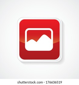 Icon Of Wallpaper On Red Glossy Button. Eps-10