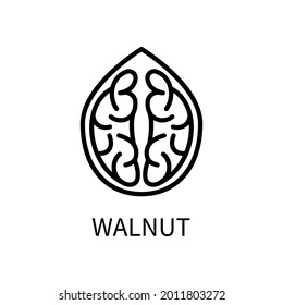Icon Walnut Line Simple Style. Kernel Is A Nut Shell. Source of vegetable milk. Vector sign in a simple style isolated on a white background. Original size 64x64 pixels.