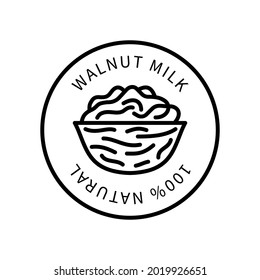 Icon Walnut Line Simple Style. Naturprodukt, das Milch enthält. Vektorsymbol in einem einfachen Stil einzeln auf weißem Hintergrund.