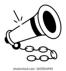 An icon of warn horn drawn in doodle style
