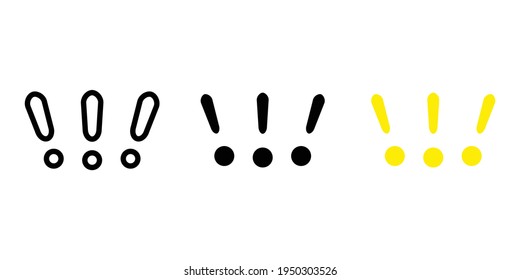 icon warning, icon alert, exclamation mark icon for mobile applications of various styles
