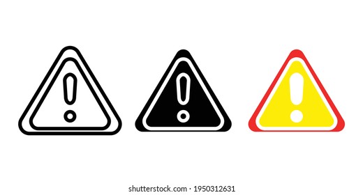 icon warning emblem, icon alert, notification icon for mobile applications of various styles