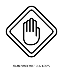 Icon Of Warning Hand. Bold outline design with editable stroke width. Vector Illustration.