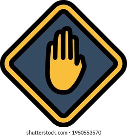 Icon Of Warning Hand. Editable Bold Outline With Color Fill Design. Vector Illustration.