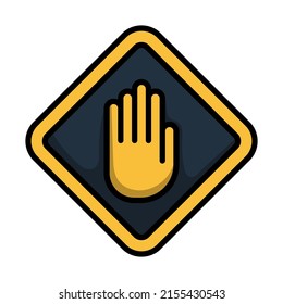 Icon Of Warning Hand. Editable Bold Outline With Color Fill Design. Vector Illustration.