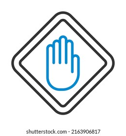 Icono De La Mano De Advertencia. Contorno de negrita editable con diseño de relleno de color. Ilustración vectorial.