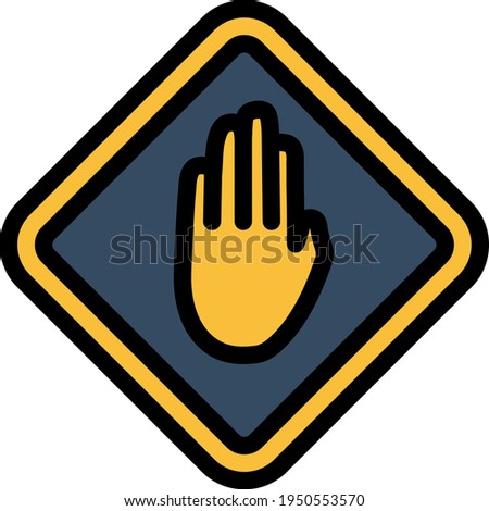 Icon Of Warning Hand. Editable Bold Outline With Color Fill Design. Vector Illustration.