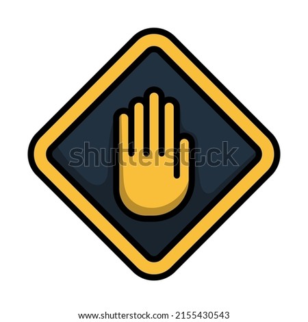 Icon Of Warning Hand. Editable Bold Outline With Color Fill Design. Vector Illustration.