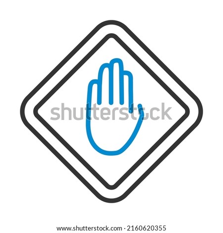 Icon Of Warning Hand. Editable Bold Outline With Color Fill Design. Vector Illustration.