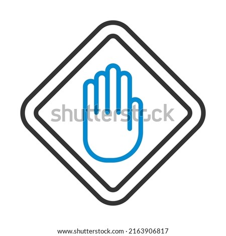 Icon Of Warning Hand. Editable Bold Outline With Color Fill Design. Vector Illustration.