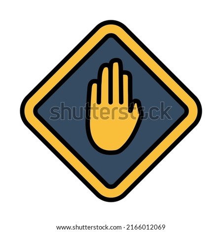 Icon Of Warning Hand. Editable Bold Outline With Color Fill Design. Vector Illustration.