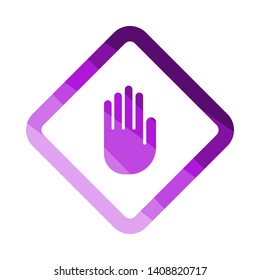 Icon Of Warning Hand. Flat Color Ladder Design. Vector Illustration.