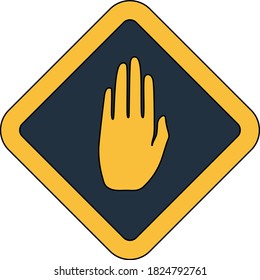 Icon Of Warning Hand. Outline With Color Fill Design. Vector Illustration.