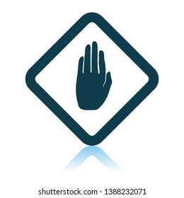 Icon Of Warning Hand. Shadow Reflection Design. Vector Illustration.